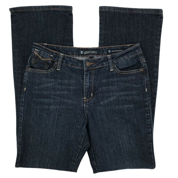 Salt Works Denim - Salt Works Womens Flat Front Mid Rise Stretch Blue Boot Cut Denim Jeans Size 6